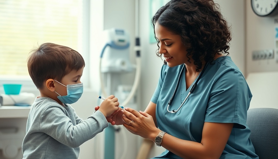 Mother supporting child during vaccination, promoting vaccine trust.