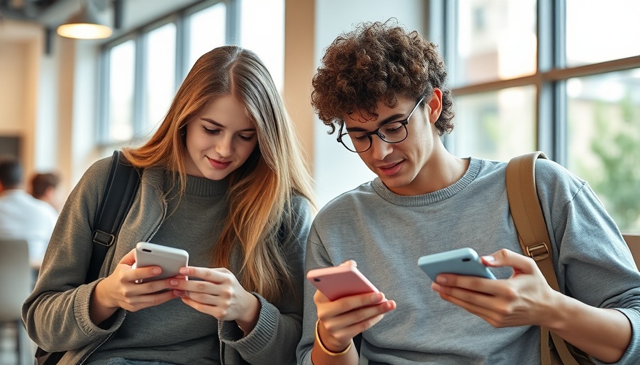 Gen Z teens texting with smartphones.
