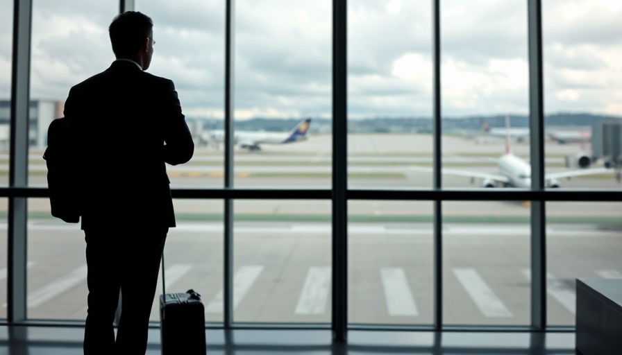 Traveler at airport terminal, linked to ear barotrauma.