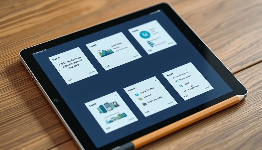 Tablet displaying AI flashcard generators, pencil on table