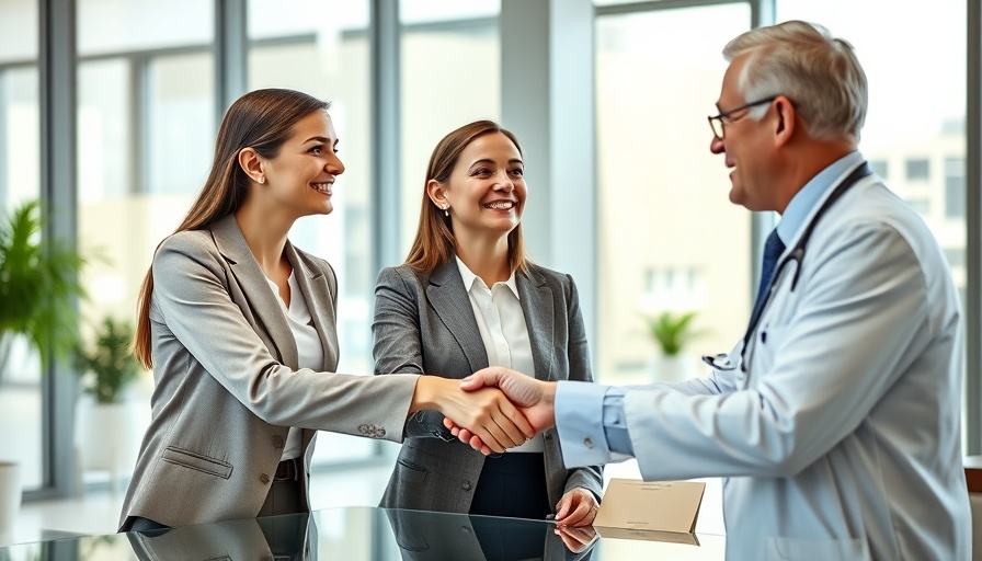 Professional handshake in modern office exemplifying HIPAA compliance.
