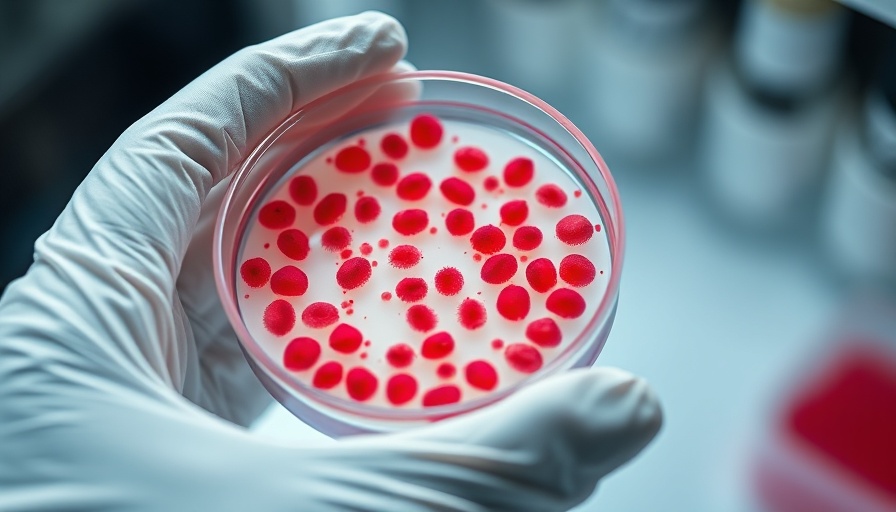 Petri dish with red bacterial colonies illustrating antimicrobial resistance.