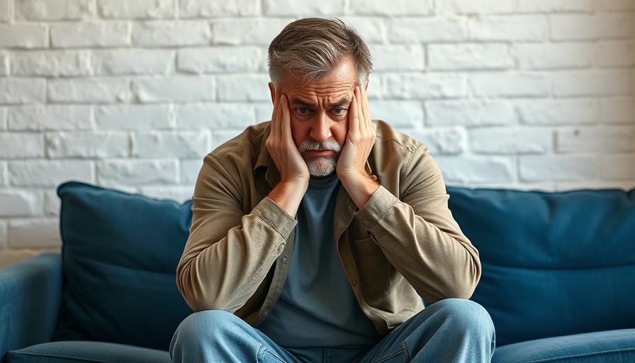 Man showing signs of stress and patient empathy indoors.