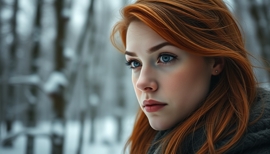 Woman gazing intensely in snowy forest in Severance Episode 4.