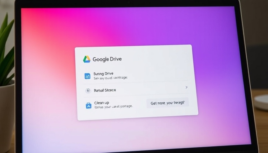 Google Drive storage display on laptop screen with interface details.