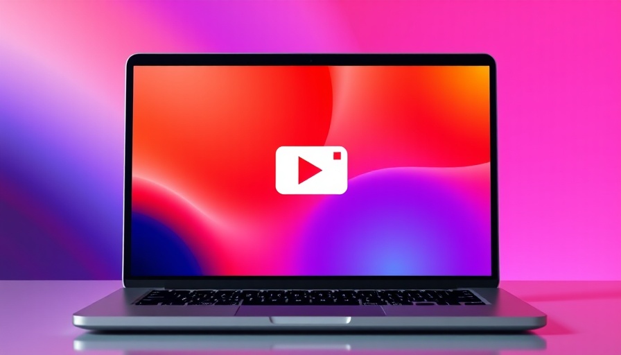 PowerPoint video embed interface on laptop screen.