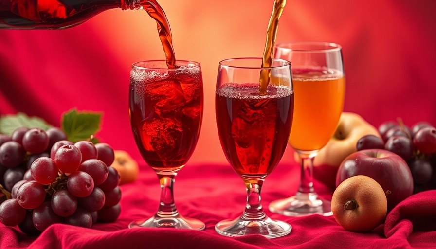 Vibrant cofermentation concept with liquid and fruits in artistic arrangement.