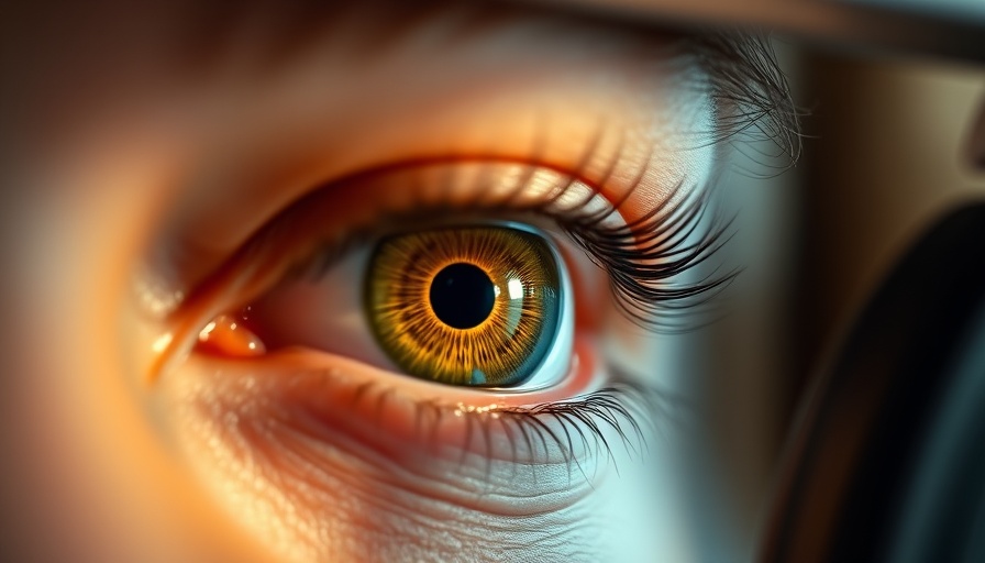 Close-up of an eye in AI-powered diabetic retinopathy screening.