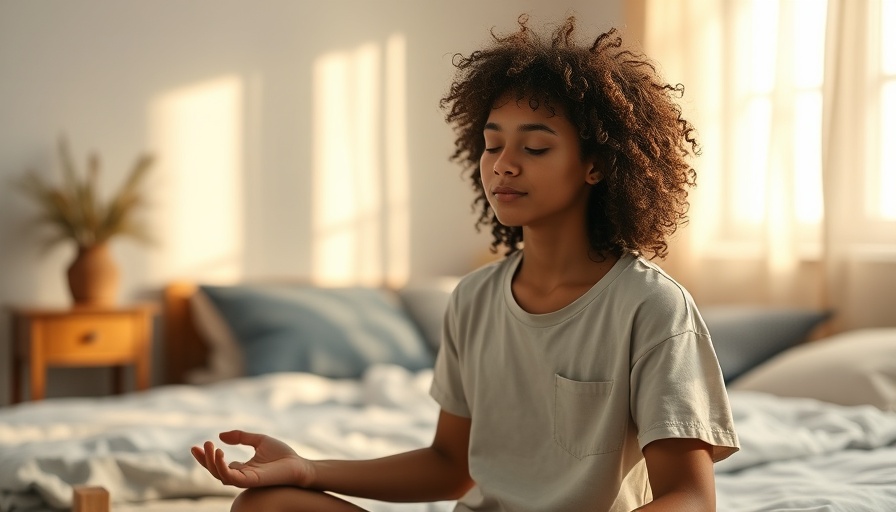 Young person practicing meditation, youth spirituality activities, in a peaceful bedroom.