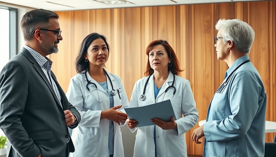 Healthcare compliance goals discussion among professionals in office.