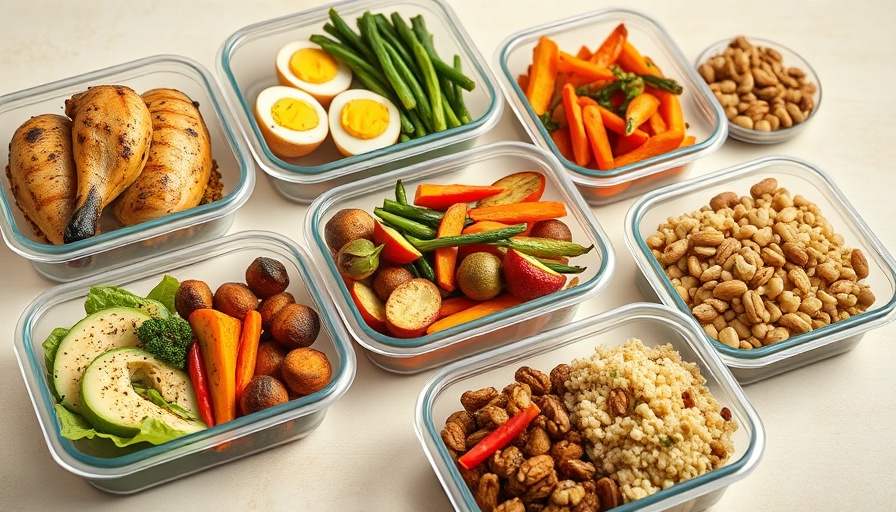Healthy meal prep containers with grilled chicken and vegetables.