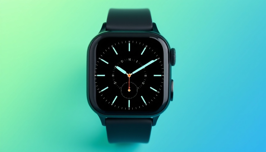 Apple Watch Series 9 showcasing vibrant display against green-blue gradient.