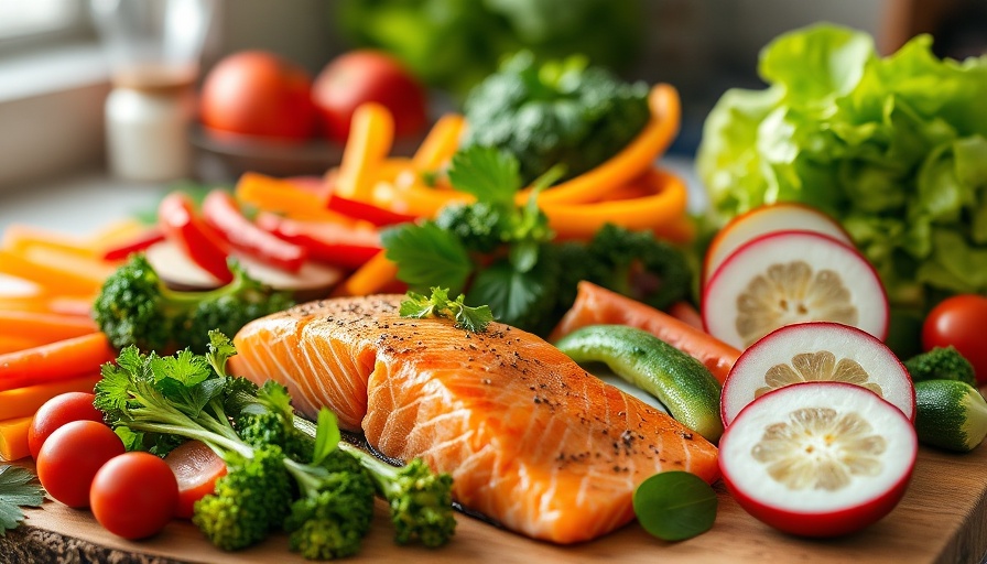 Vibrant keto diet foods with salmon showcasing BP benefits of low-cal keto diet