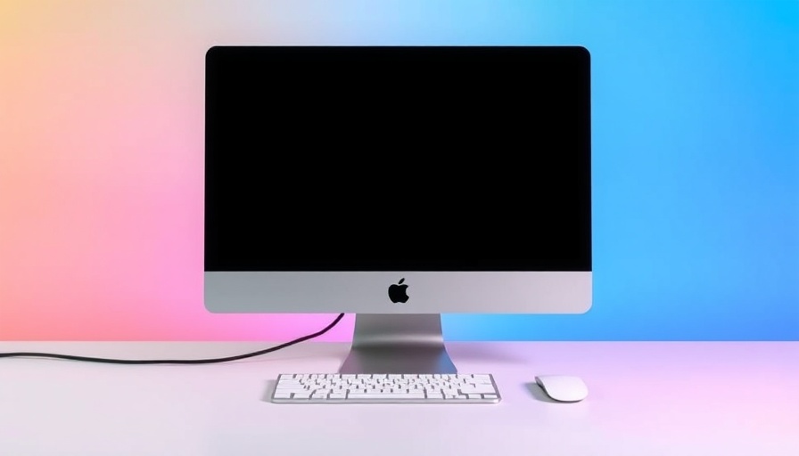 Sleek Apple iMac on vibrant gradient background.