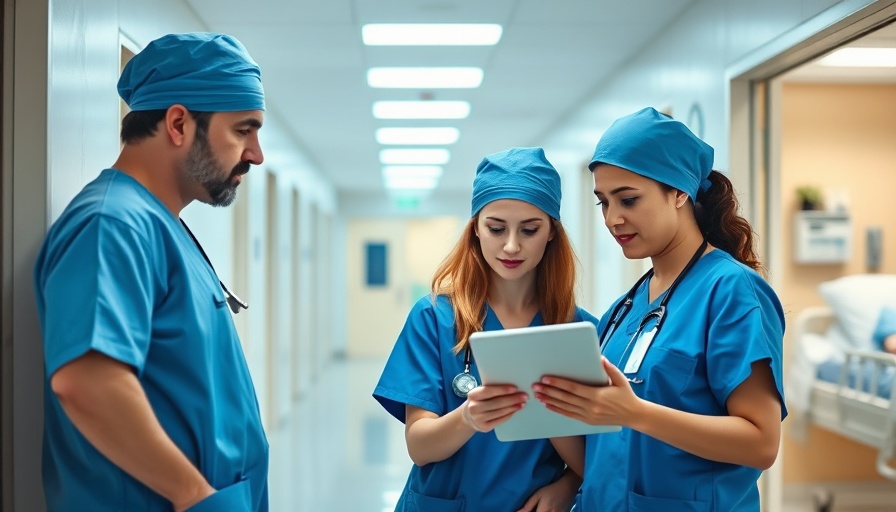 AI Clinical Decision Support with healthcare team using tablet in hospital.