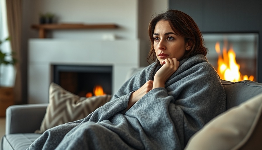Woman in blanket on sofa, reflecting comfort in smart home.