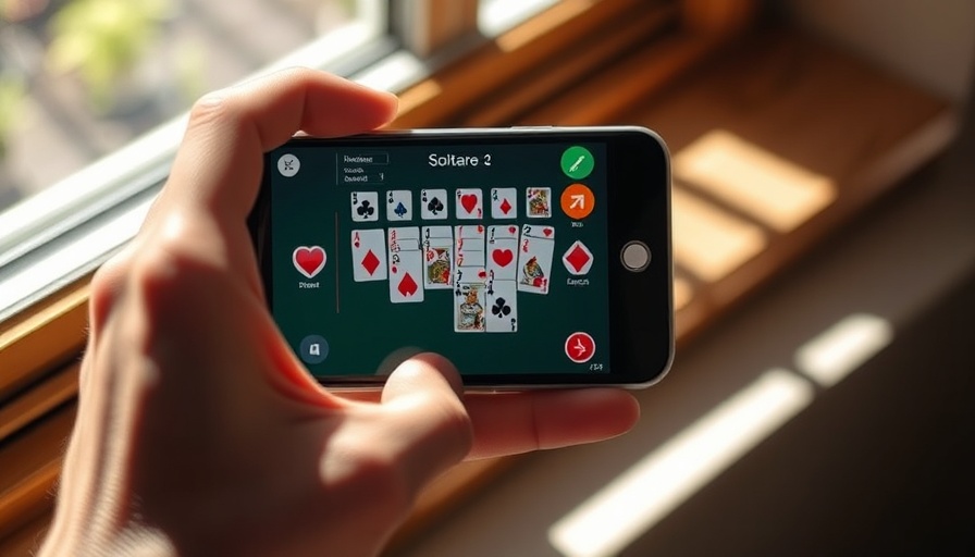 Person playing Solitaire game on smartphone, focus on productivity lessons.