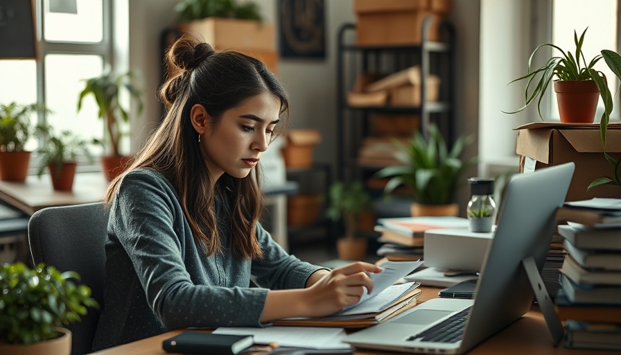 Young woman showing side hustle burnout signs at home desk.