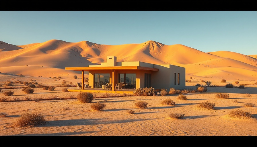 Contemporary desert house under clear blue sky