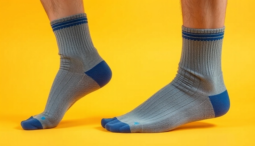Best Socks for Men: Stylish grey socks with blue accents on yellow.