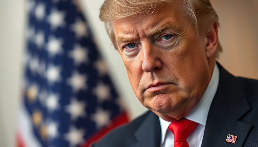 Trump tariffs on medical imports topic with stern expression.