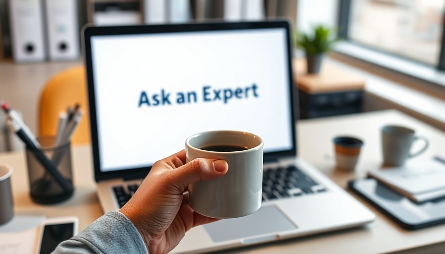 Workspace with laptop showing 'Ask an Expert' for concierge practice marketing experts.