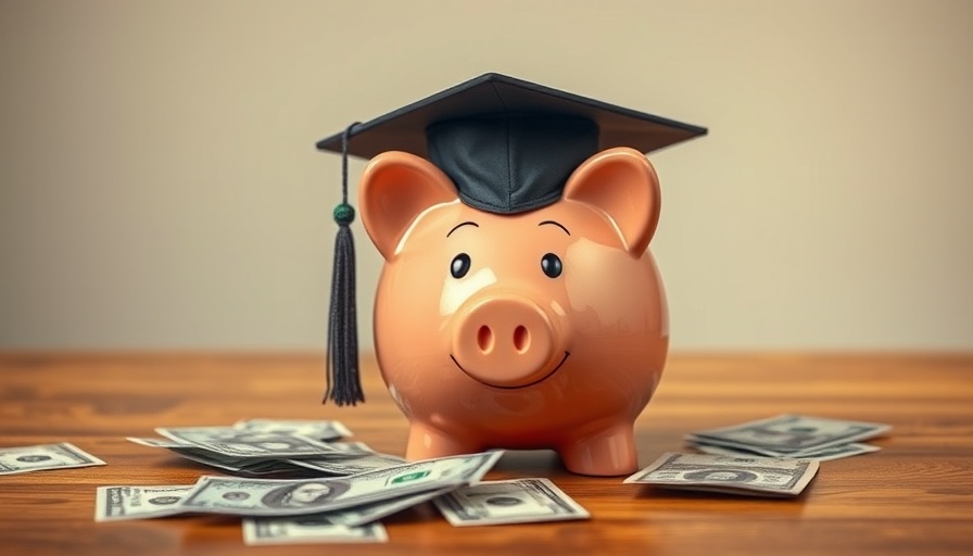 Piggy bank with graduation cap symbolizing student loans and savings.