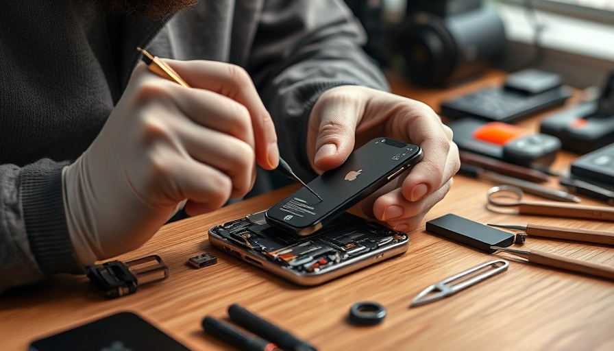 iPhone 16 battery repair technology showcased in a detailed repair image
