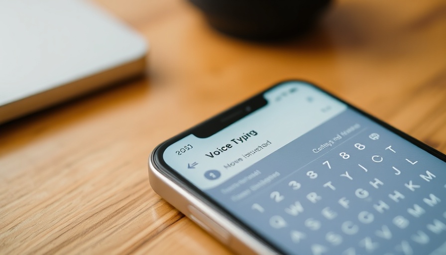 Smartphone displaying voice typing benefits for productivity on a chat app.