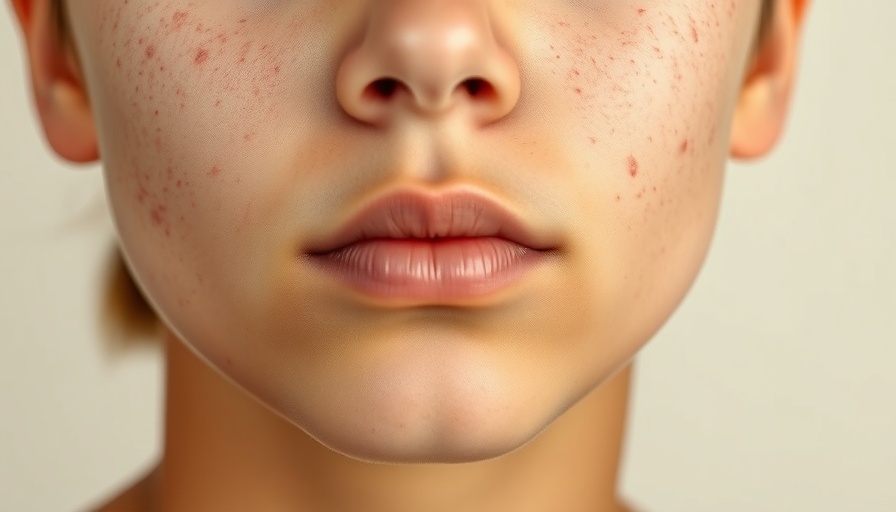 Close-up of acne on lower face, photorealistic texture.