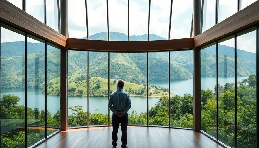 Eco-Museum Brazil interior with panoramic view and observer.