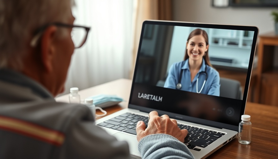 Elderly person having a telehealth session during legislative challenges.