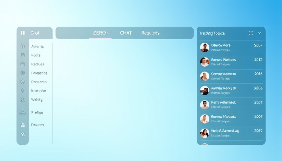 Bluesky interface showing empty chat requests inbox, vibrant background.