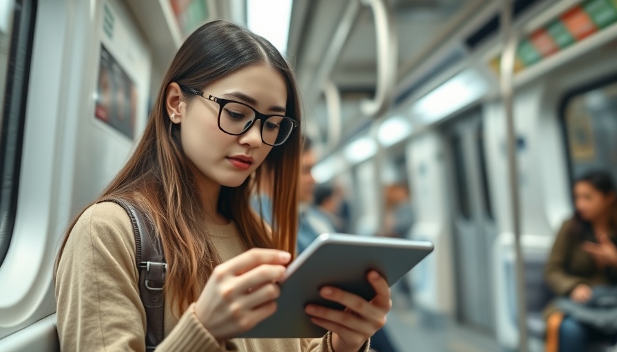 Focused young woman analyzing data in subway, digital marketing for franchises.