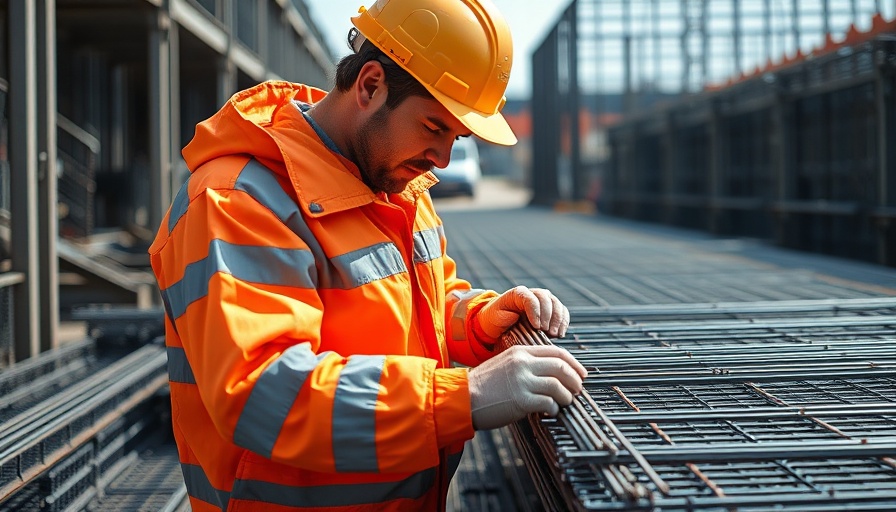 Construction worker with steel rebar, illustrating EU's steel tariffs response.