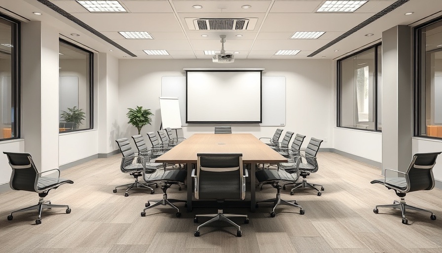 Meeting room ready for franchisee training programs with conference setup.
