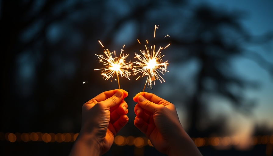 Celebration of life with sparklers at twilight sky.