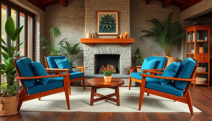 Mid-century modern sitting area with efficient remote workspace elements.