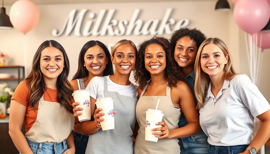 Diverse female franchisees in MilkShake Factory smiling confidently.