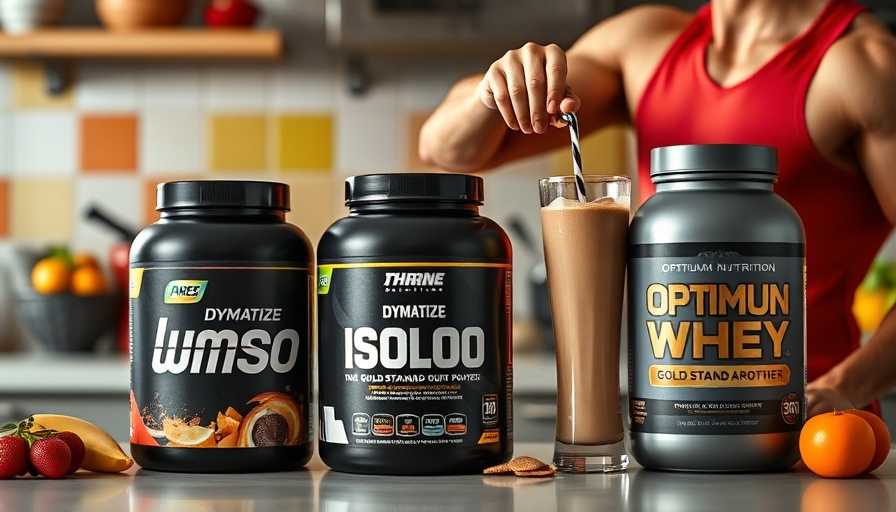 Selection of best protein powders 2025 displayed on a kitchen counter.