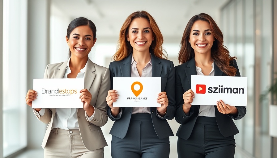 Confident women in franchising smiling with brand logos.