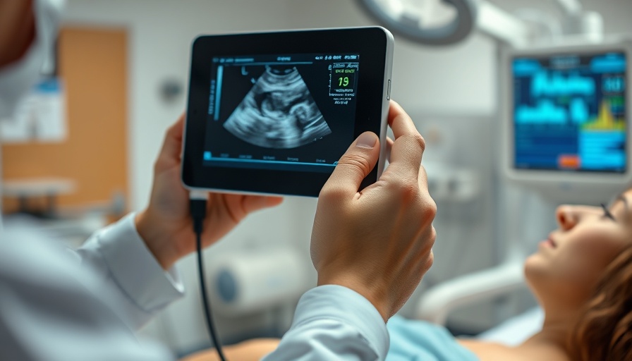 Handheld ultrasound technology in healthcare setting with modern device.
