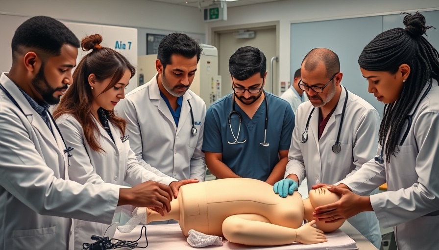 Doctors in Internal and Family Medicine team practicing CPR on mannequin.