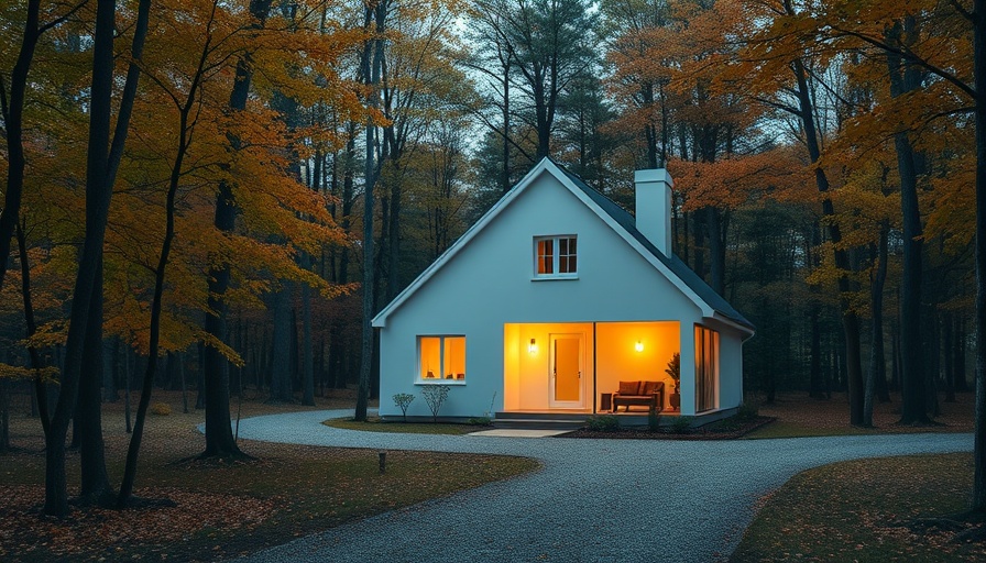 Remote workspaces inspired by Pine Island cottage amidst autumn forest.