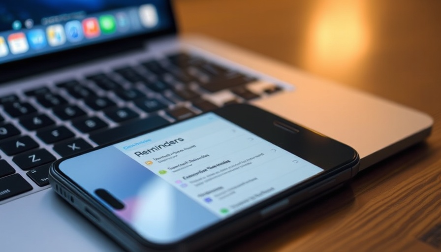 Apple Smart Lists productivity app on iPhone with laptop