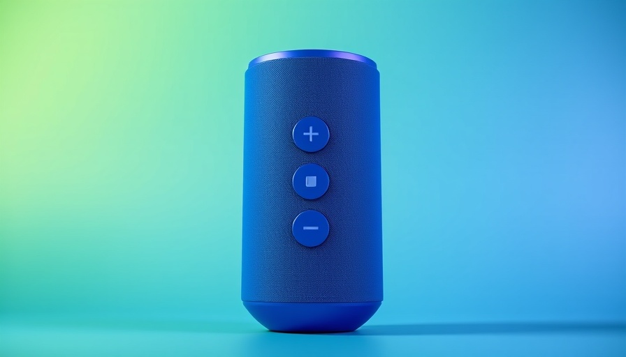 Ultimate Ears Megaboom 4 speaker, blue, on gradient background.