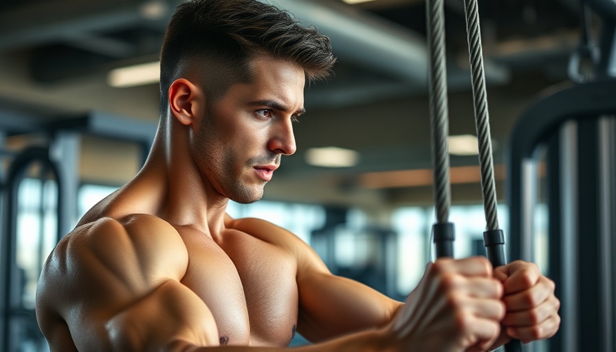 Focused athlete demonstrating Reps in Reserve technique using cable machine.