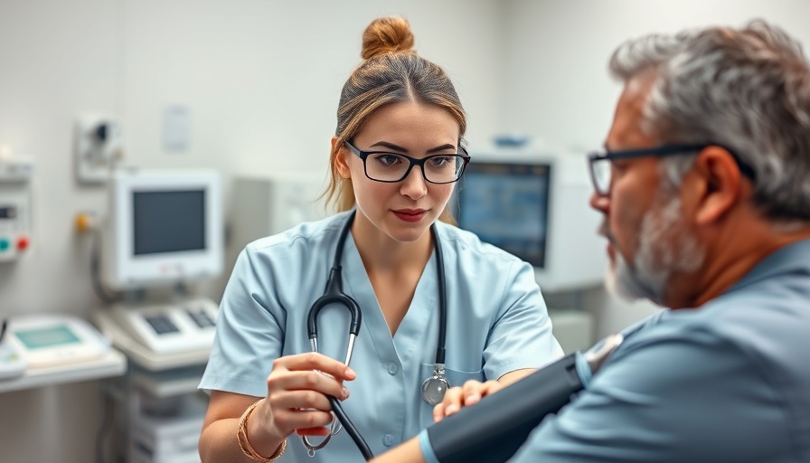 Doctor checking blood pressure for lorundrostat and resistant hypertension.