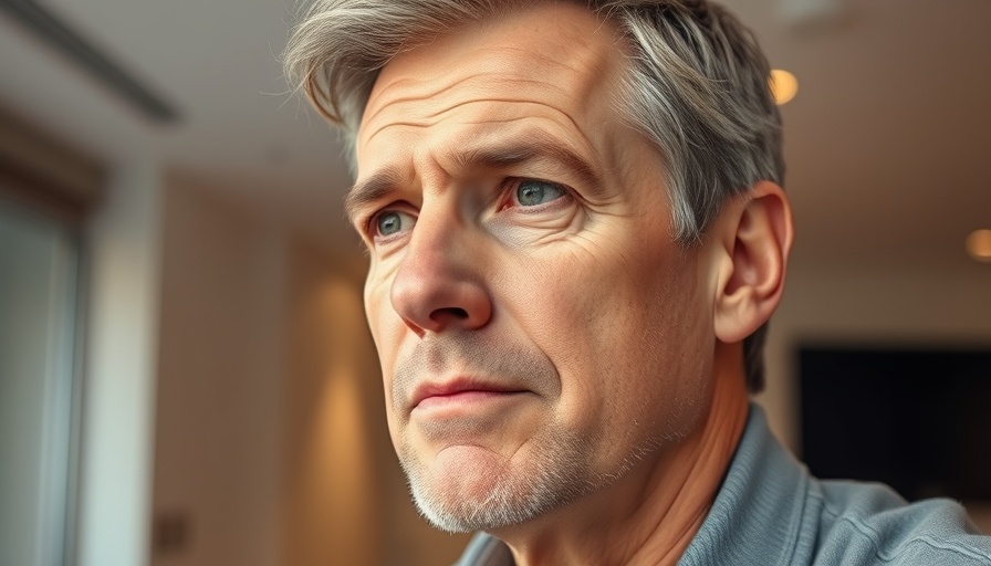 Middle-aged man indoors contemplating healthcare downtime.