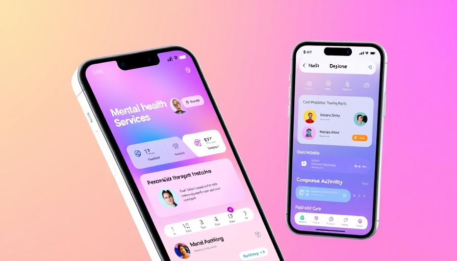 App features for personalized mental healthcare services on a smartphone.